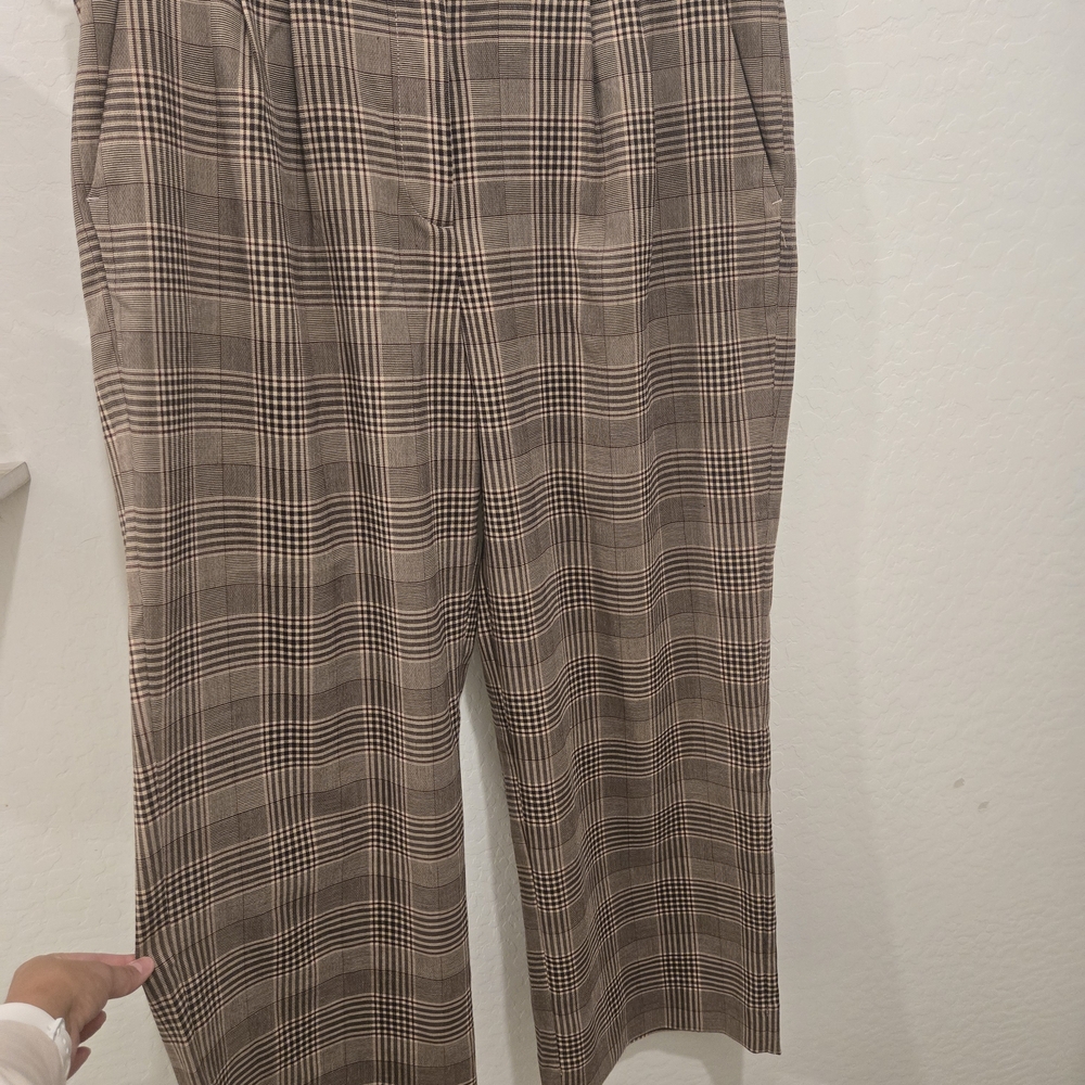 Plaid Brown Tailored Pants
